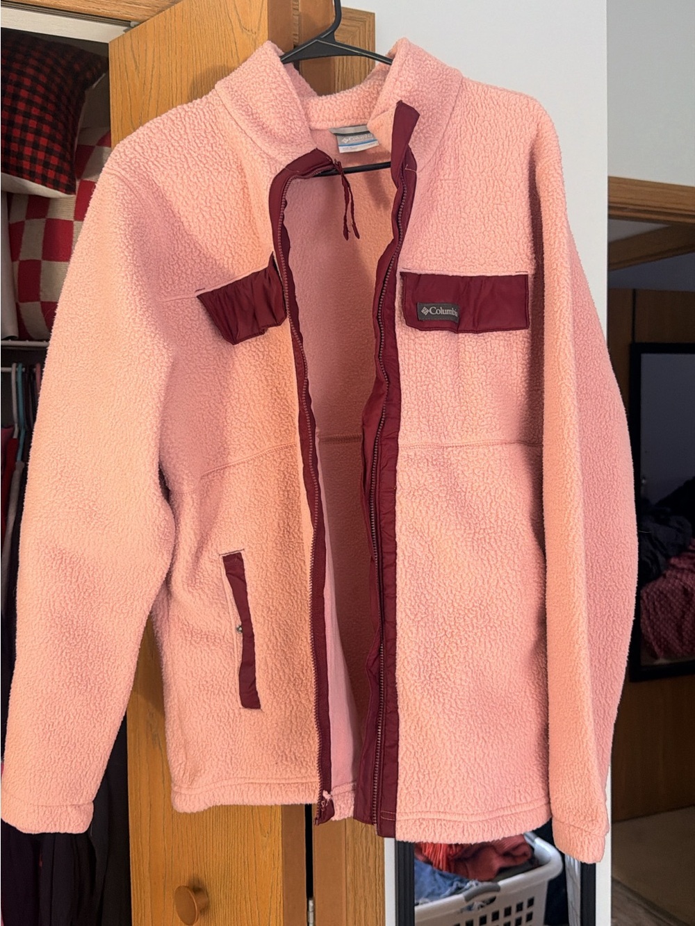 Columbia Sherpa Jacket with Burgundy Trim
